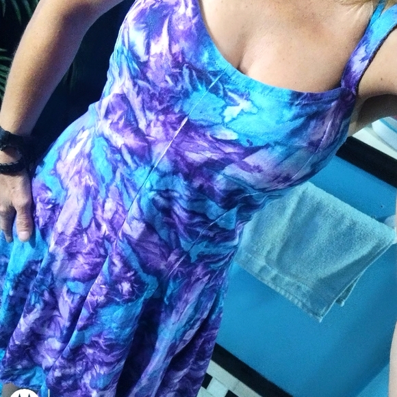 Turquoise/purple sleeveless dress - Picture 1 of 12